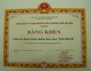 Bang khen Cong ty luat Dragon Luật sư Nguyễn Minh Long với thời gian hoạt động hành nghề