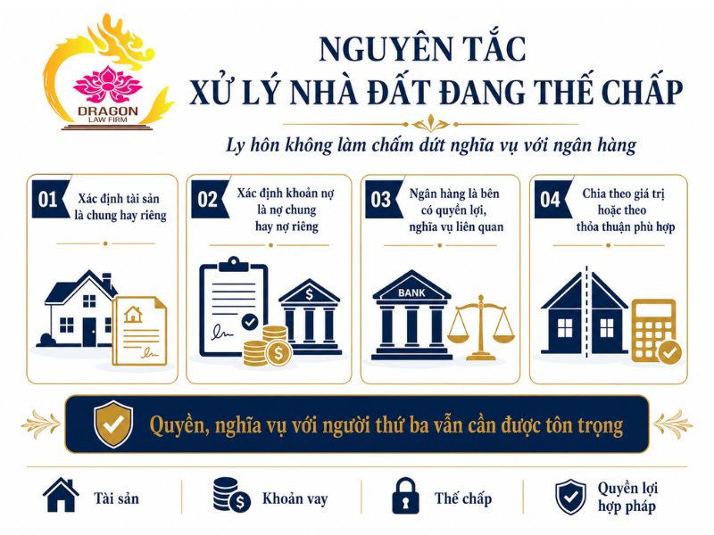 Nguyên tắc chia nhà đất đang thế chấp khi ly hôn chia nhà đất đang thế chấp khi ly hôn